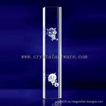 K9 3D Laser Radiant y Wolf Etched Crystal con forma de pilar